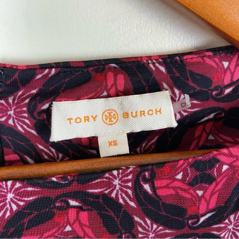 Tory Burch Corinne Abstract Print Midi Sheath Dress Size XS‎ Office Colorful